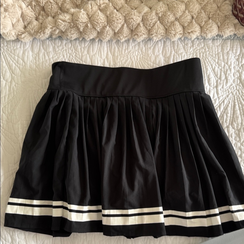 Sincerely Jules Black Mini Skirt with White Stripes